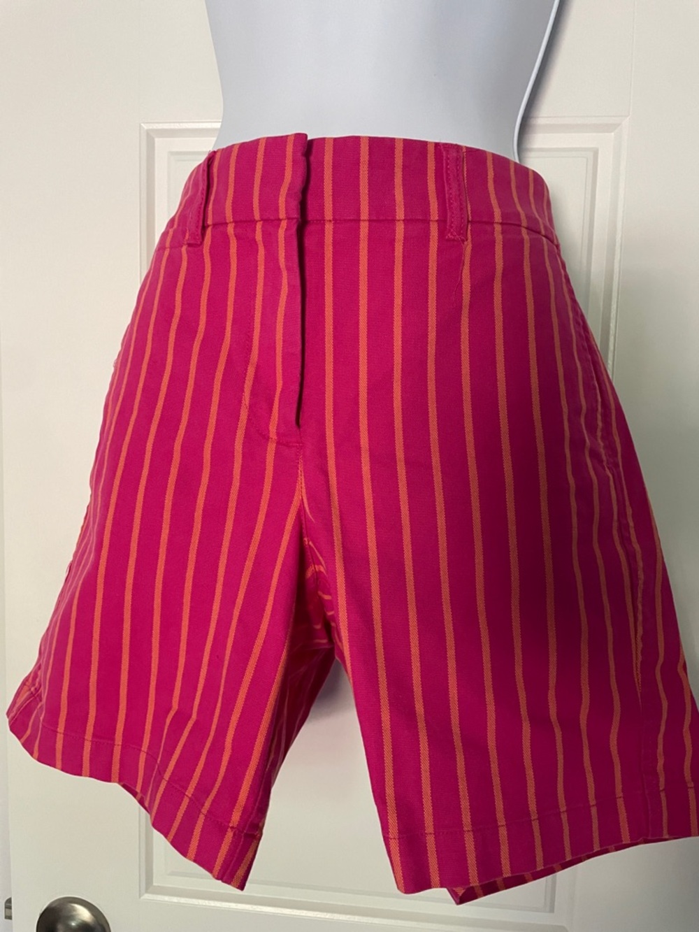 Striped Hot Pink & Orange Women's Bermuda Shorts